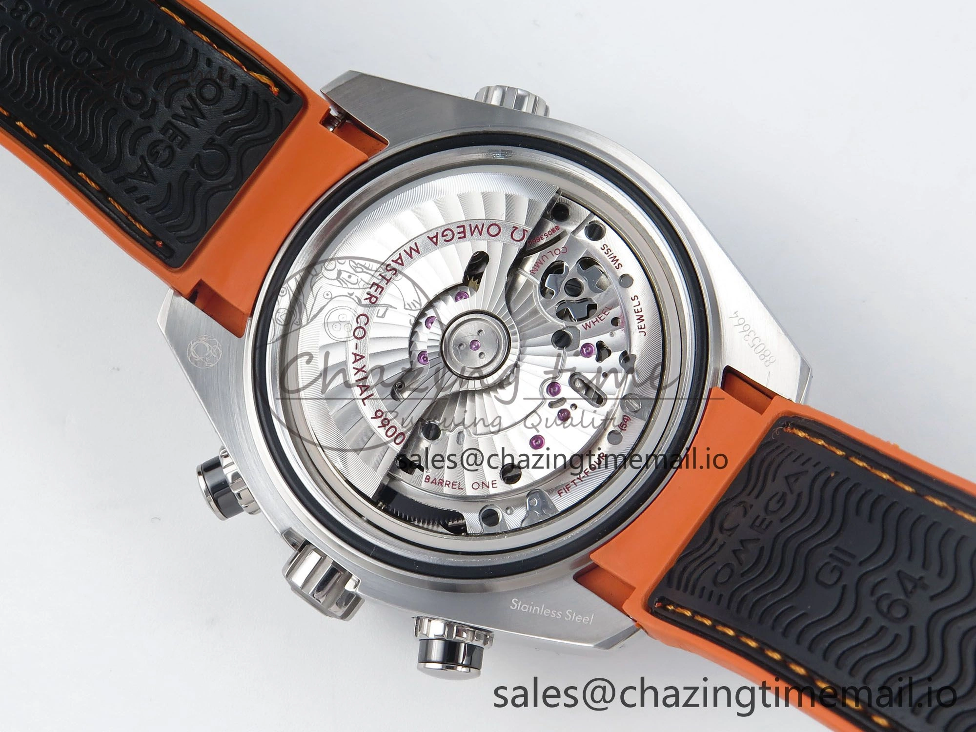 Planet Ocean Master Chronometer 600M 45.5mm SS SCF 1:1 Best Edition Black Orange Bezel Black Dial on Black Rubber Strap A9900 Super Clone