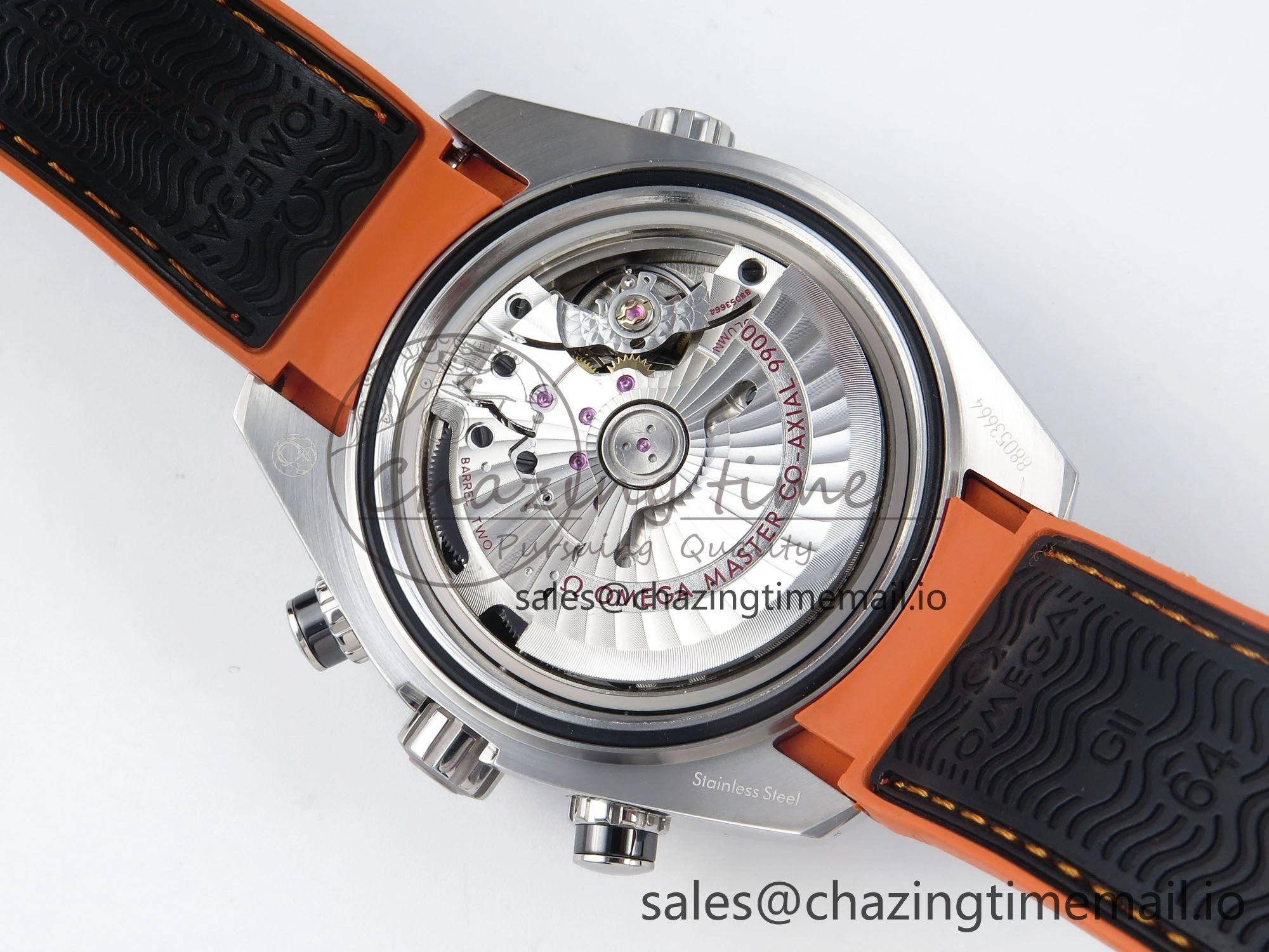Planet Ocean Master Chronometer 600M 45.5mm SS SCF 1:1 Best Edition Black Orange Bezel Black Dial on Black Rubber Strap A9900 Super Clone