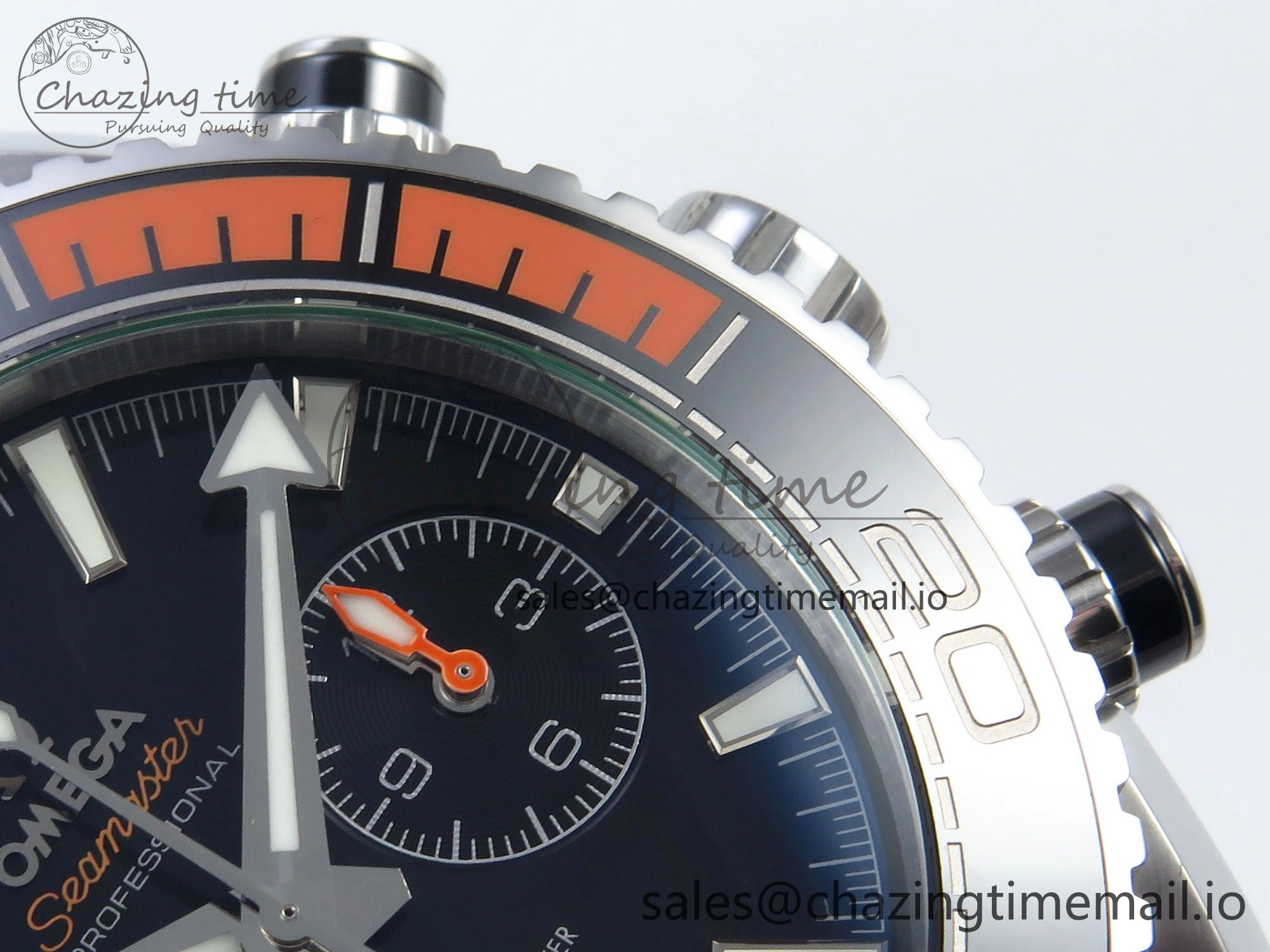 Planet Ocean Master Chronometer 600M 45.5mm SS SCF 1:1 Best Edition Black Orange Bezel Black Dial on SS Bracelet A9900 Super Clone