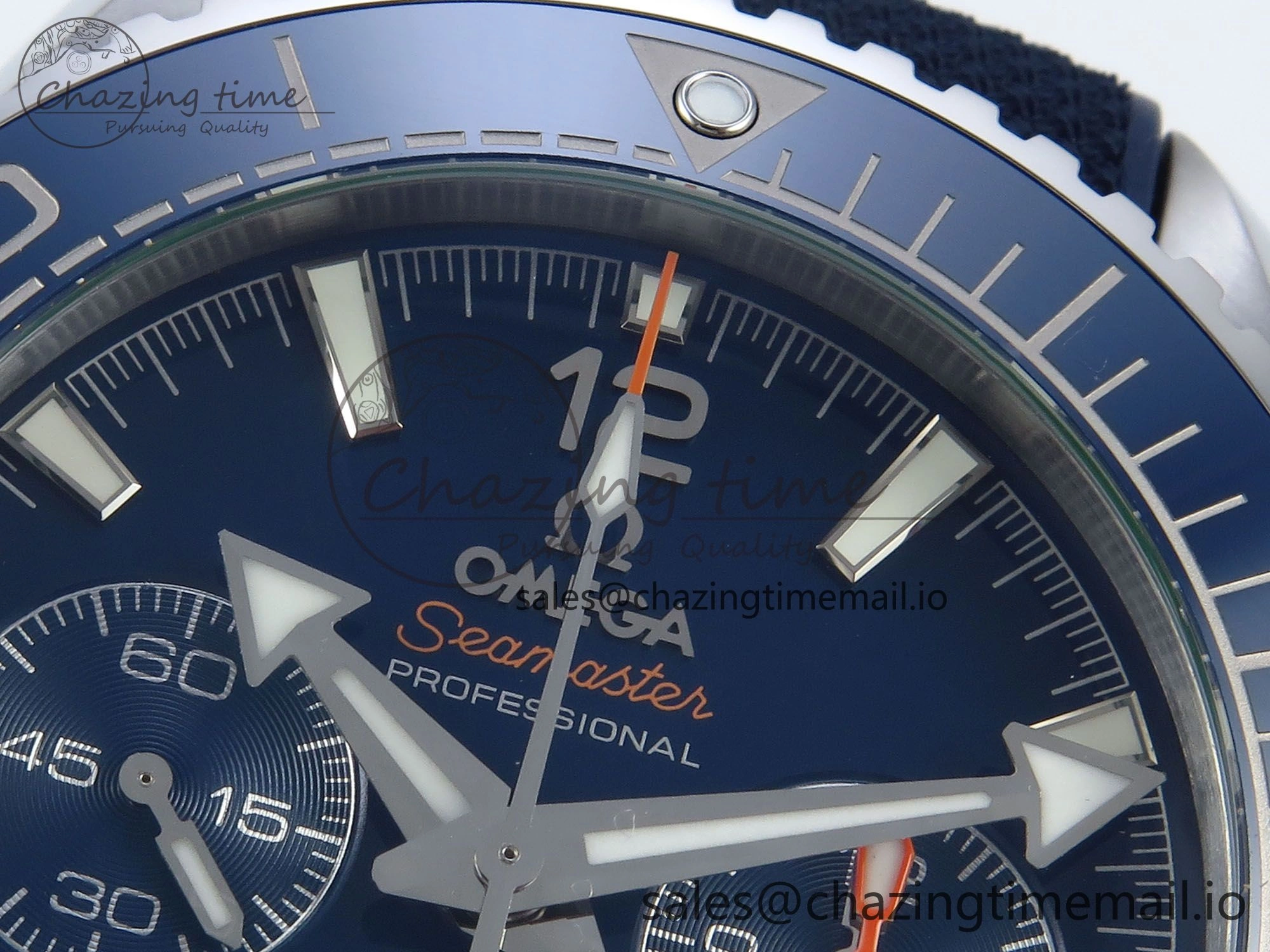 Planet Ocean Master Chronometer 600M 45.5mm SS SCF 1:1 Best Edition Blue Bezel Blue Dial on Blue Rubber Strap A9900 Super Clone
