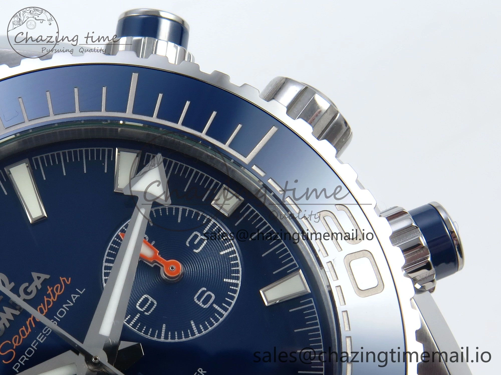 Planet Ocean Master Chronometer 600M 45.5mm SS SCF 1:1 Best Edition Blue Bezel Blue Dial on Blue Rubber Strap A9900 Super Clone