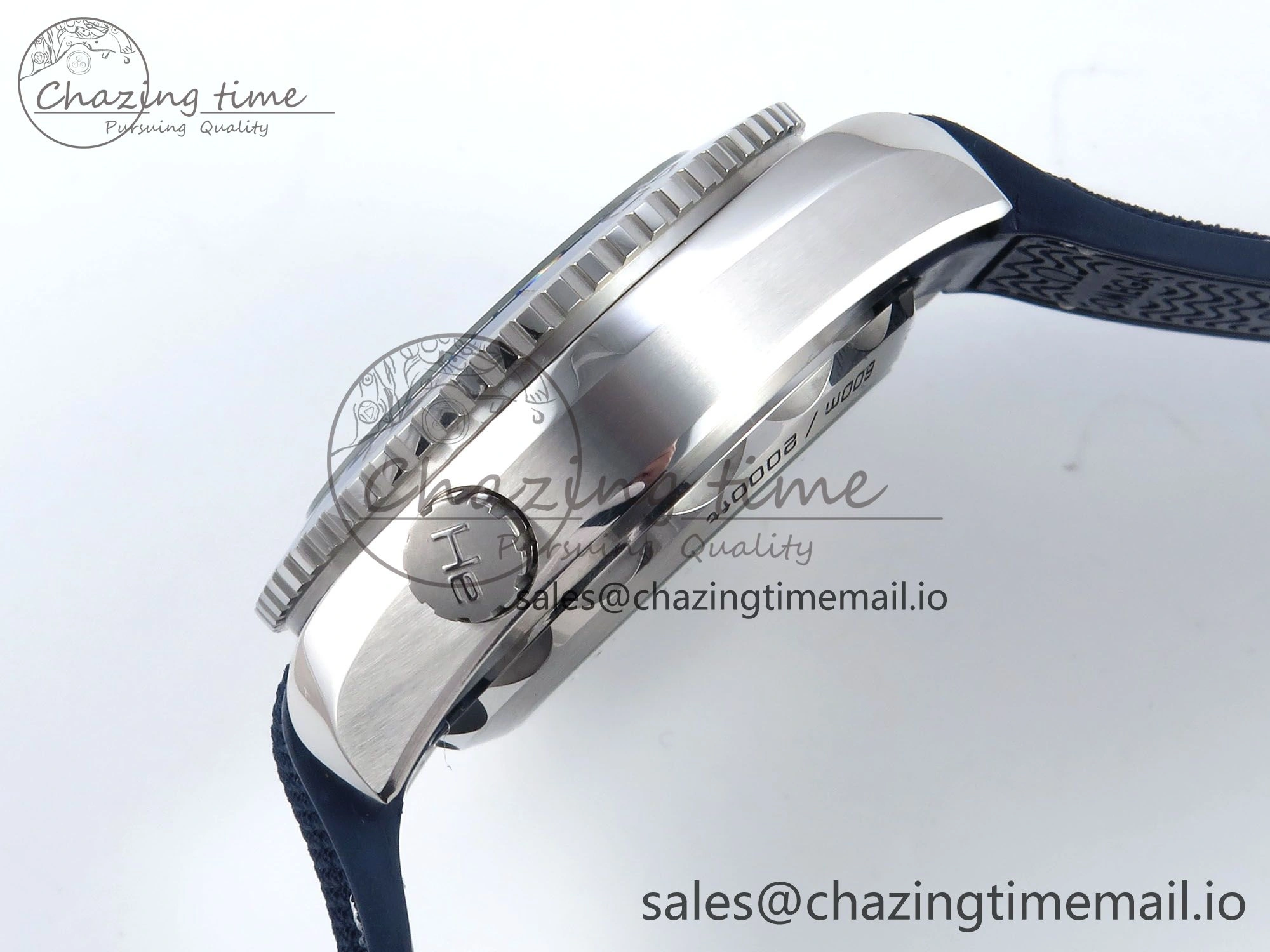 Planet Ocean Master Chronometer 600M 45.5mm SS SCF 1:1 Best Edition Blue Bezel Blue Dial on Blue Rubber Strap A9900 Super Clone