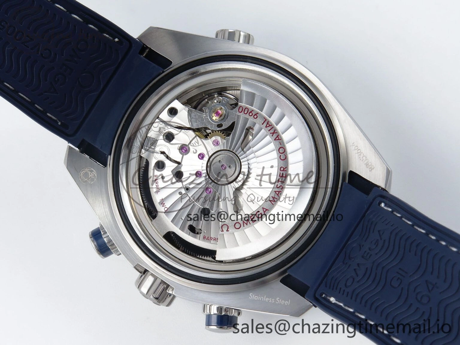 Planet Ocean Master Chronometer 600M 45.5mm SS SCF 1:1 Best Edition Blue Bezel Blue Dial on Blue Rubber Strap A9900 Super Clone
