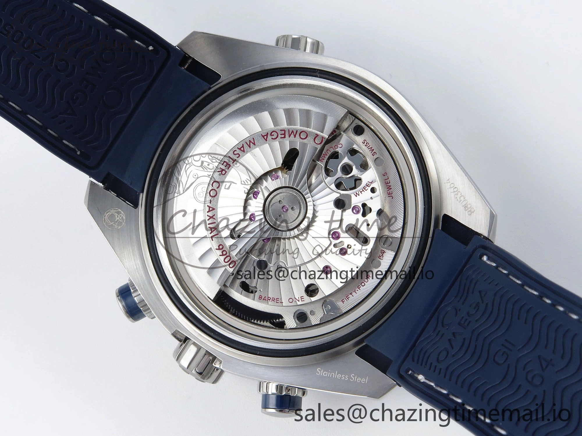 Planet Ocean Master Chronometer 600M 45.5mm SS SCF 1:1 Best Edition Blue Bezel Blue Dial on Blue Rubber Strap A9900 Super Clone