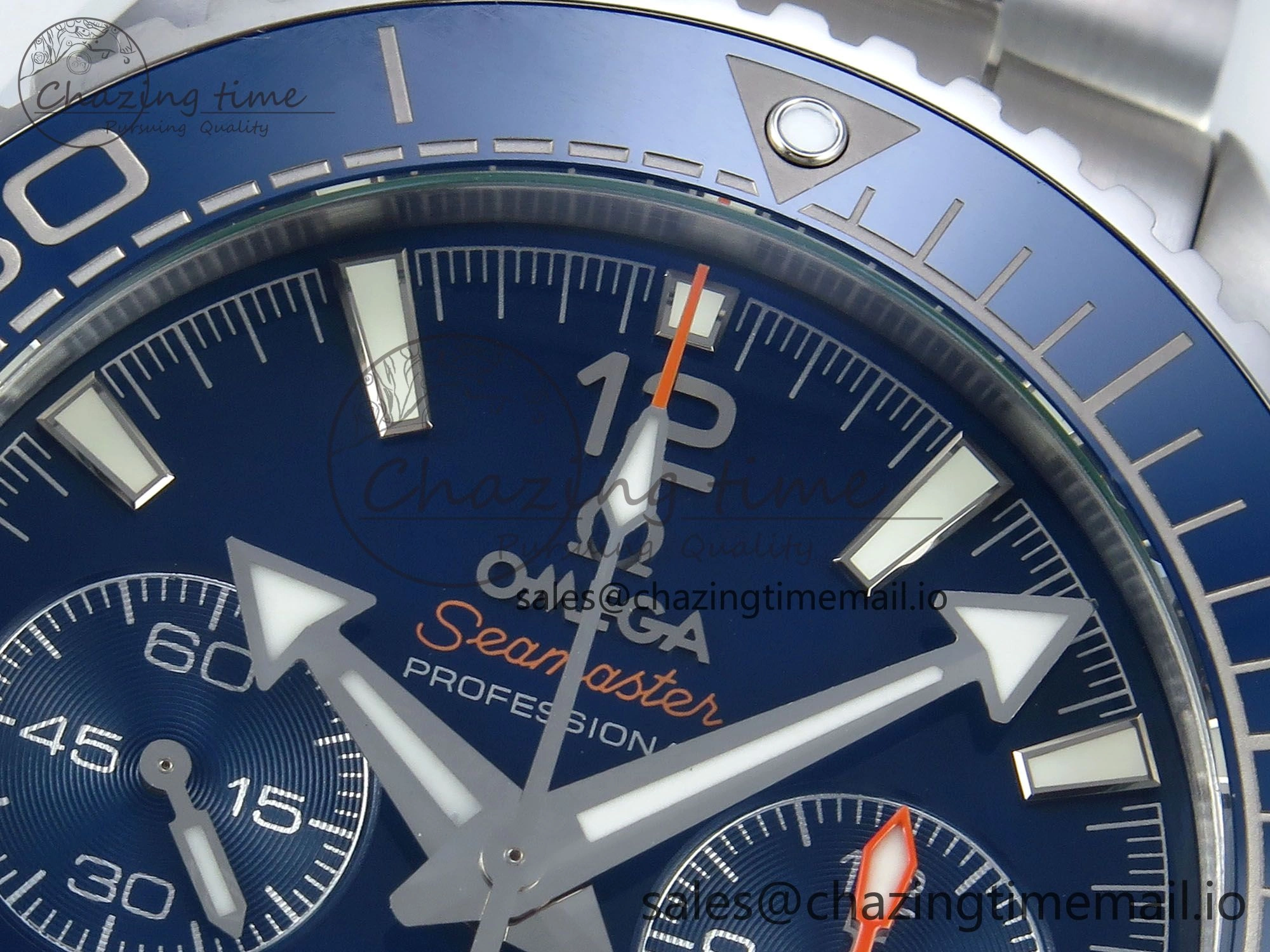 Planet Ocean Master Chronometer 600M 45.5mm SS SCF 1:1 Best Edition Blue Bezel Blue Dial on SS Bracelet A9900 Super Clone