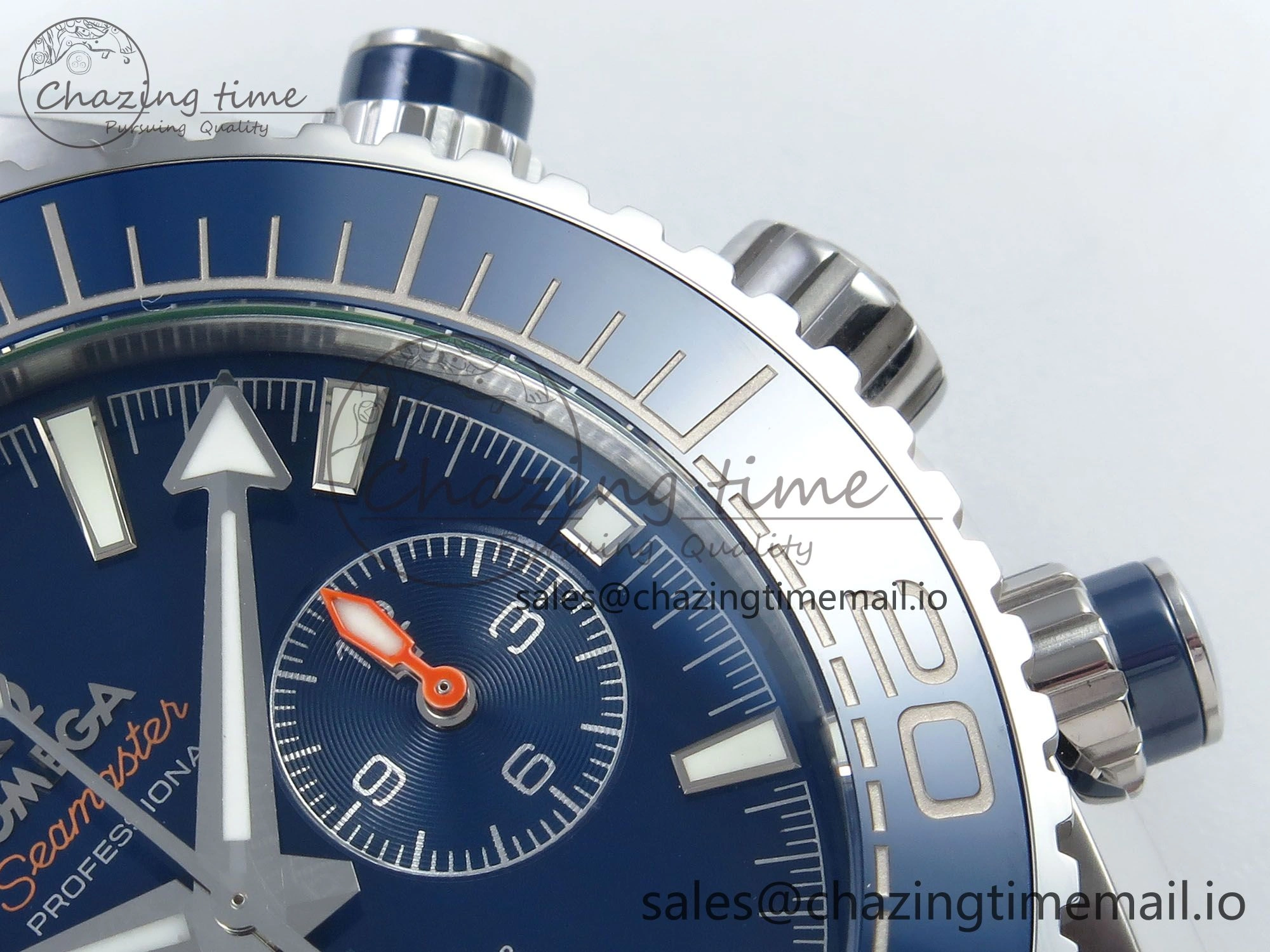 Planet Ocean Master Chronometer 600M 45.5mm SS SCF 1:1 Best Edition Blue Bezel Blue Dial on SS Bracelet A9900 Super Clone