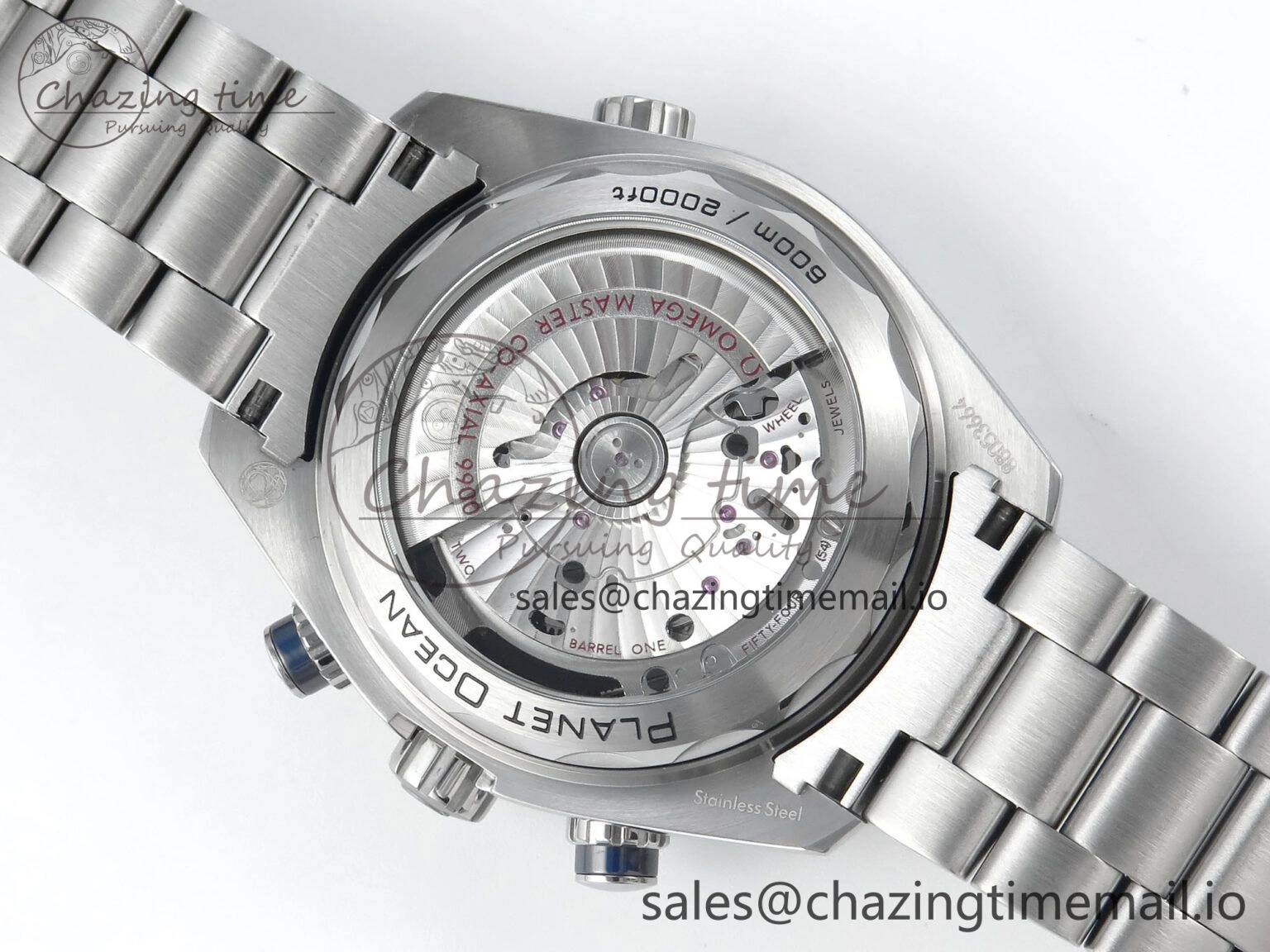 Planet Ocean Master Chronometer 600M 45.5mm SS SCF 1:1 Best Edition Blue Bezel Blue Dial on SS Bracelet A9900 Super Clone