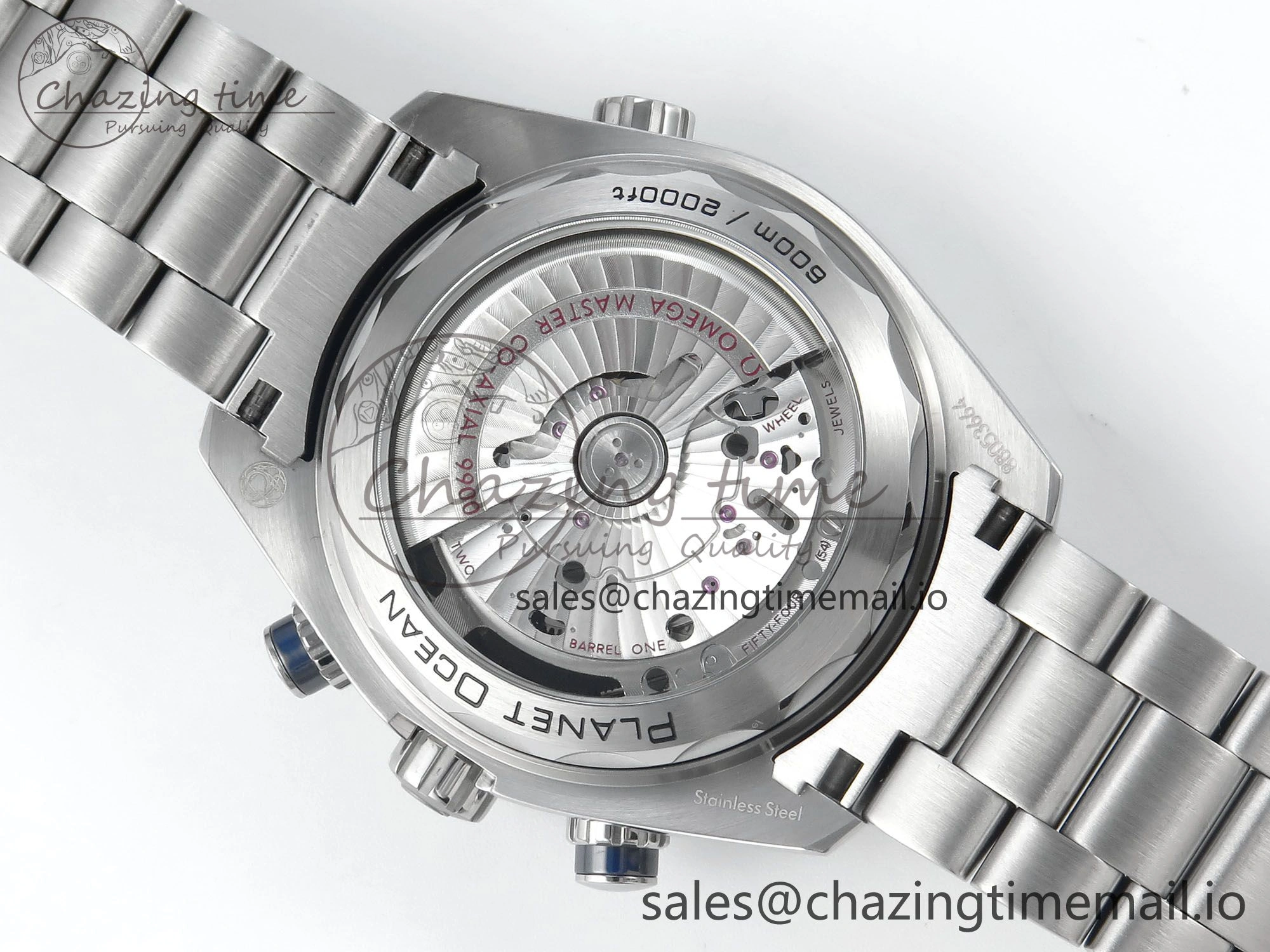 Planet Ocean Master Chronometer 600M 45.5mm SS SCF 1:1 Best Edition Blue Bezel Blue Dial on SS Bracelet A9900 Super Clone