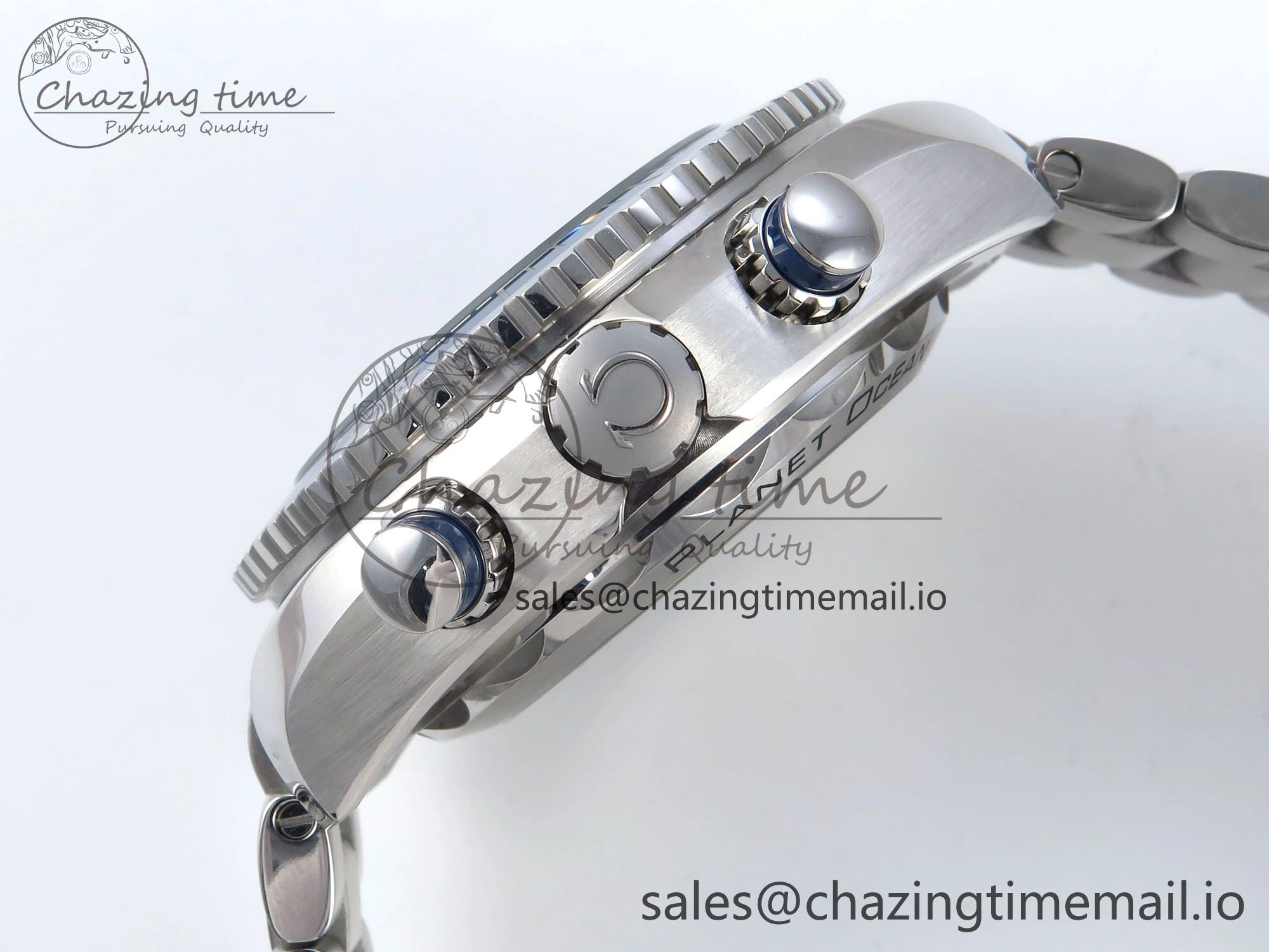 Planet Ocean Master Chronometer 600M 45.5mm SS SCF 1:1 Best Edition Blue Bezel Blue Dial on SS Bracelet A9900 Super Clone