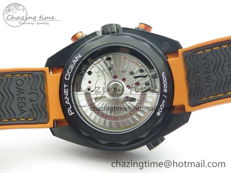 Planet Ocean Master Chronometer Chrono DLC OM 1:1 Best Edition Black Dial On Nylon Strap A9900
