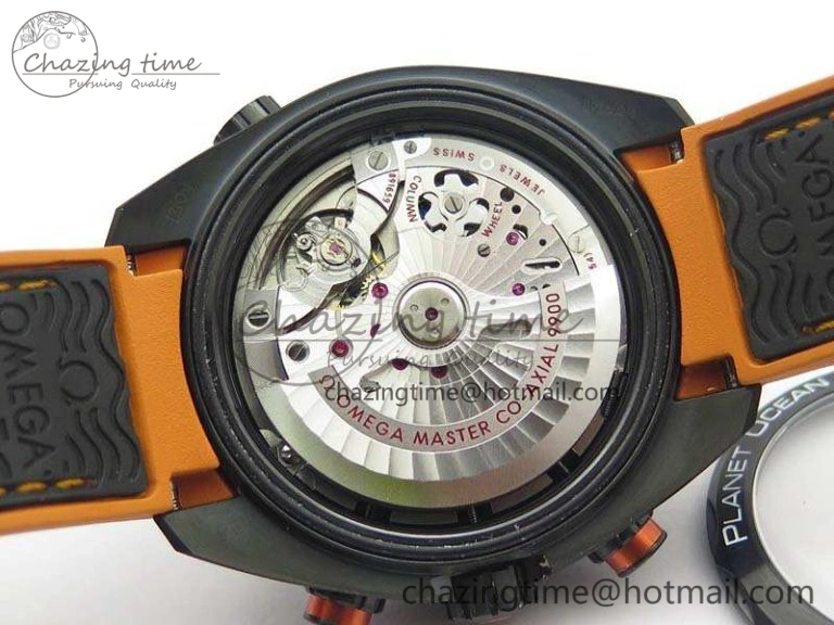 Planet Ocean Master Chronometer Chrono DLC OM 1:1 Best Edition Black Dial On Nylon Strap A9900