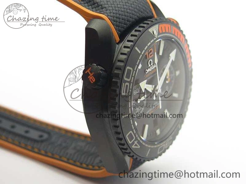 Planet Ocean Master Chronometer Chrono DLC OM 1:1 Best Edition Black Dial On Nylon Strap A9900