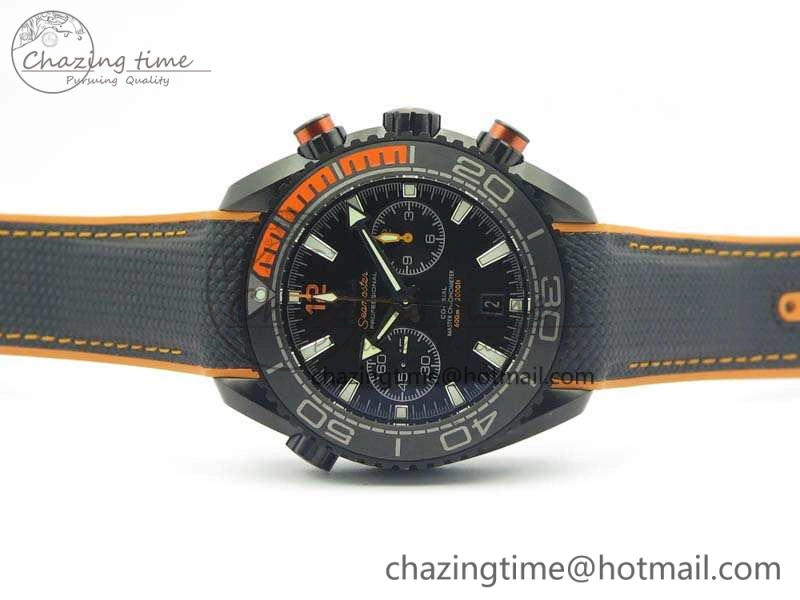 Planet Ocean Master Chronometer Chrono DLC OM 1:1 Best Edition Black Dial On Nylon Strap A9900