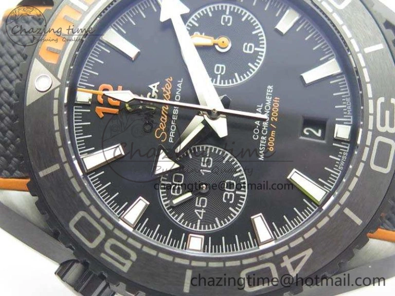 Planet Ocean Master Chronometer Chrono DLC OM 1:1 Best Edition Black Dial On Nylon Strap A9900
