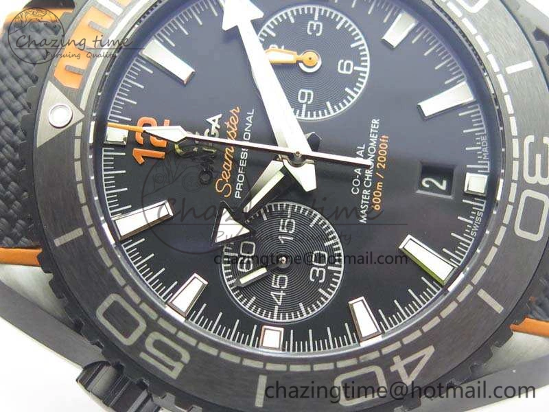 Planet Ocean Master Chronometer Chrono DLC OM 1:1 Best Edition Black Dial On Nylon Strap A9900