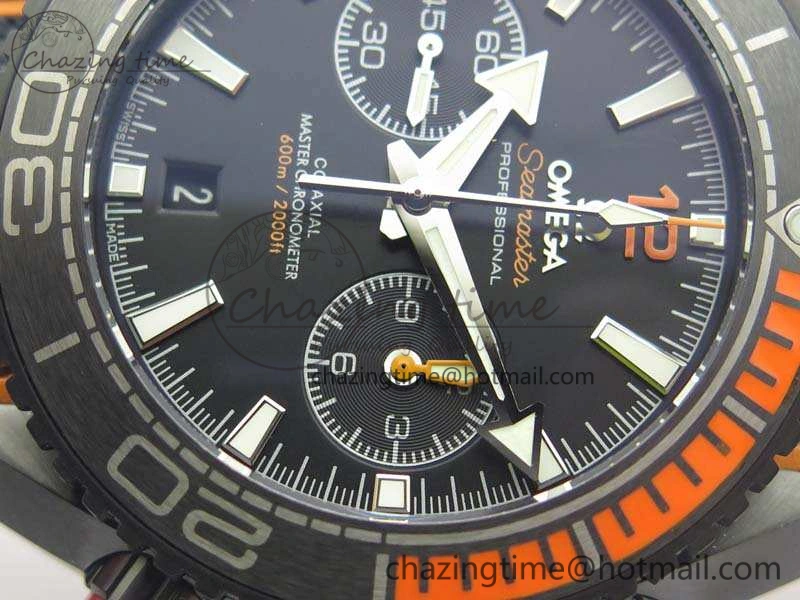 Planet Ocean Master Chronometer Chrono DLC OM 1:1 Best Edition Black Dial On Nylon Strap A9900