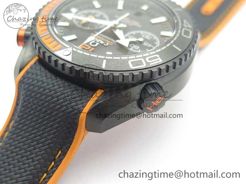 Planet Ocean Master Chronometer Chrono DLC OM 1:1 Best Edition Black Dial On Nylon Strap A9900