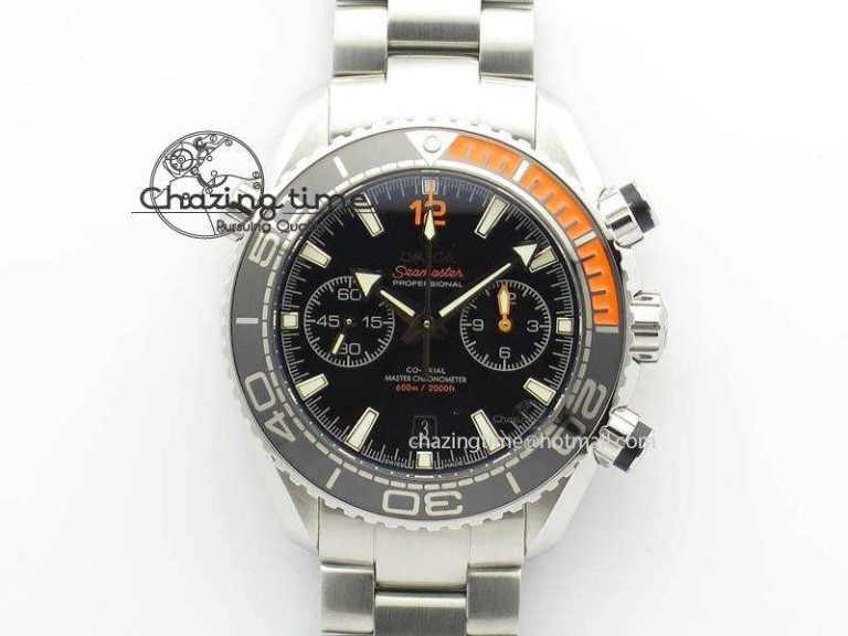 Planet Ocean Master Chronometer Chrono SS OM 1:1 Best Edition Black Dial On SS Bracelet A9900