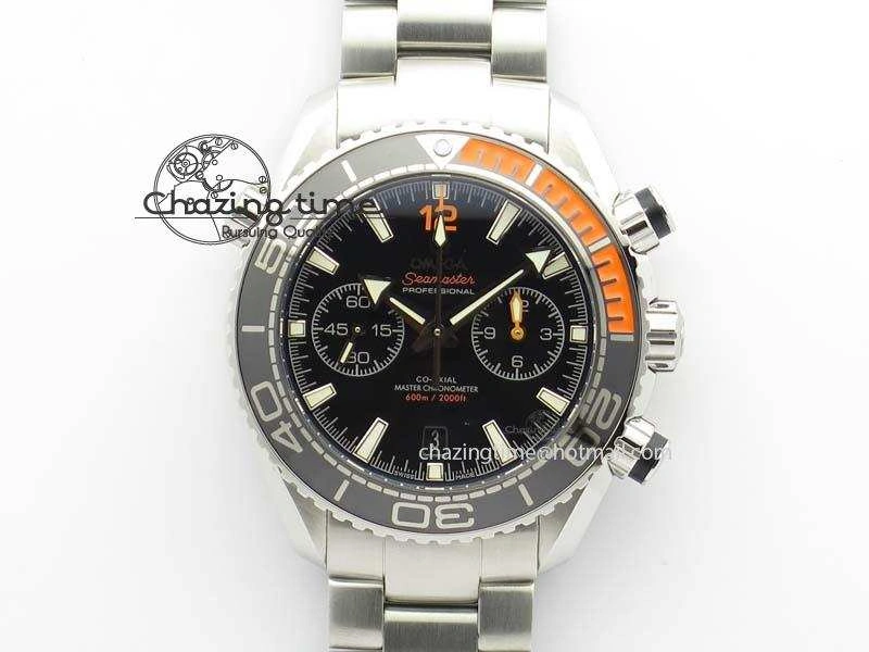 Planet Ocean Master Chronometer Chrono SS OM 1:1 Best Edition Black Dial On SS Bracelet A9900