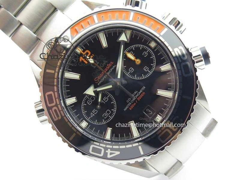 Planet Ocean Master Chronometer Chrono SS OM 1:1 Best Edition Black Dial On SS Bracelet A9900