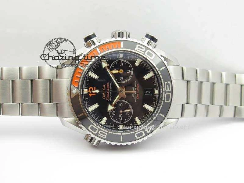 Planet Ocean Master Chronometer Chrono SS OM 1:1 Best Edition Black Dial On SS Bracelet A9900