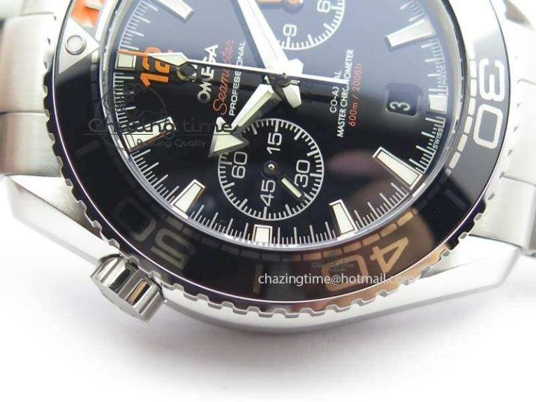 Planet Ocean Master Chronometer Chrono SS OM 1:1 Best Edition Black Dial On SS Bracelet A9900