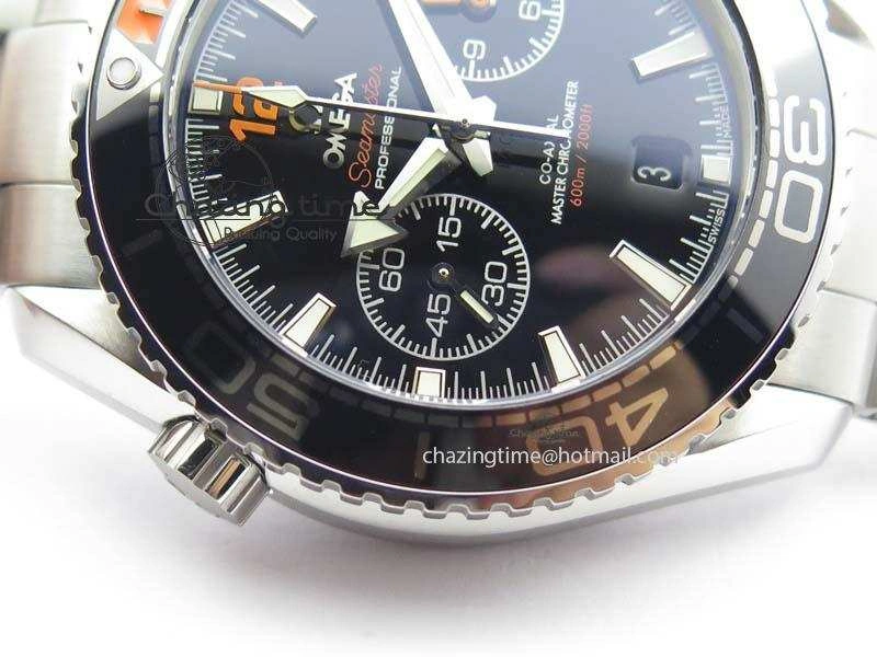 Planet Ocean Master Chronometer Chrono SS OM 1:1 Best Edition Black Dial On SS Bracelet A9900