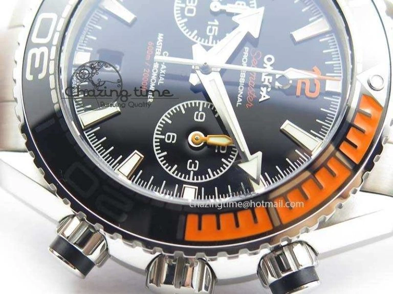 Planet Ocean Master Chronometer Chrono SS OM 1:1 Best Edition Black Dial On SS Bracelet A9900