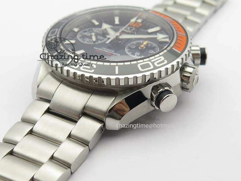 Planet Ocean Master Chronometer Chrono SS OM 1:1 Best Edition Black Dial On SS Bracelet A9900