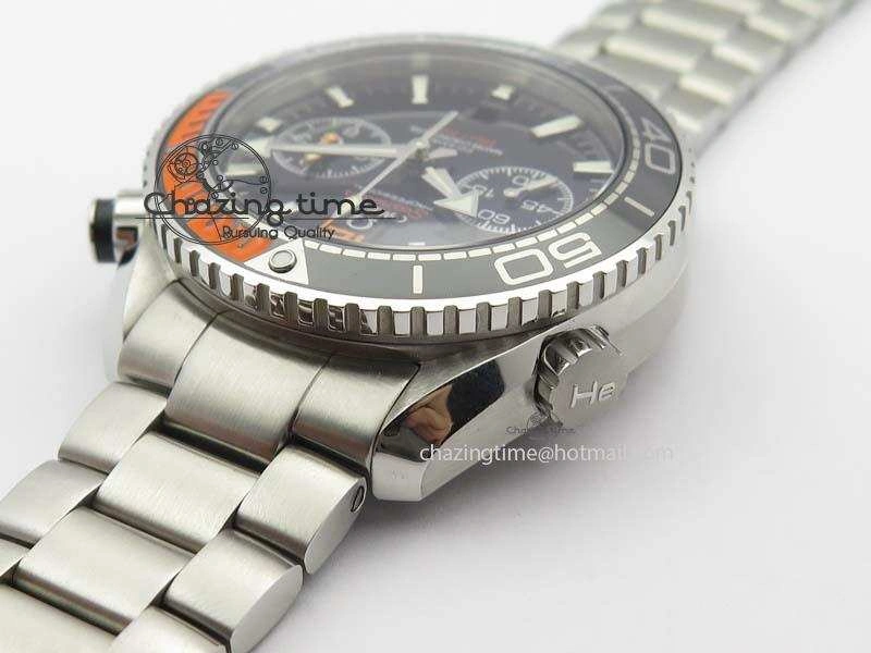 Planet Ocean Master Chronometer Chrono SS OM 1:1 Best Edition Black Dial On SS Bracelet A9900
