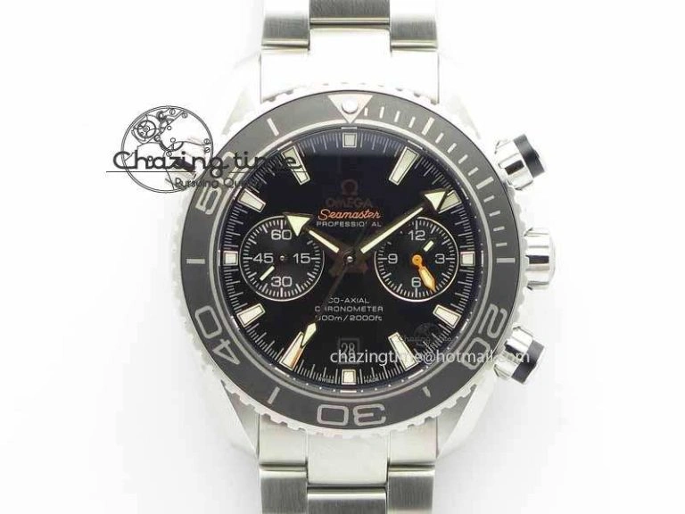Planet Ocean Master Chronometer Chrono SS OM 1:1 Best Edition Black On SS Bracelet A9300
