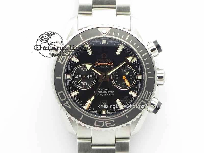 Planet Ocean Master Chronometer Chrono SS OM 1:1 Best Edition Black On SS Bracelet A9300
