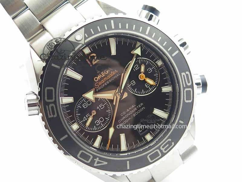 Planet Ocean Master Chronometer Chrono SS OM 1:1 Best Edition Black On SS Bracelet A9300