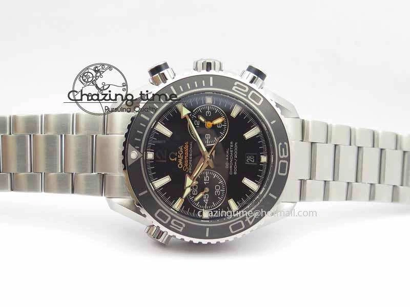 Planet Ocean Master Chronometer Chrono SS OM 1:1 Best Edition Black On SS Bracelet A9300
