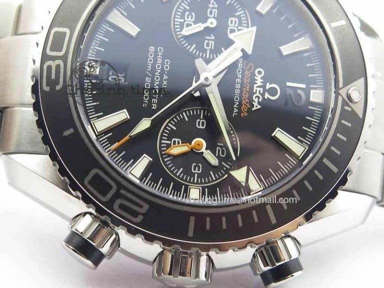 Planet Ocean Master Chronometer Chrono SS OM 1:1 Best Edition Black On SS Bracelet A9300