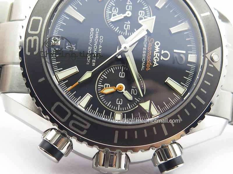 Planet Ocean Master Chronometer Chrono SS OM 1:1 Best Edition Black On SS Bracelet A9300