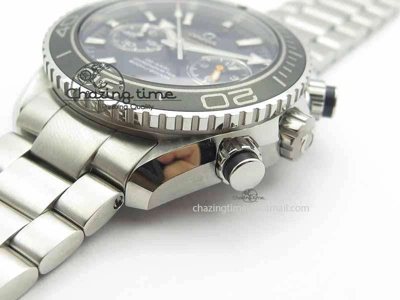 Planet Ocean Master Chronometer Chrono SS OM 1:1 Best Edition Black On SS Bracelet A9300