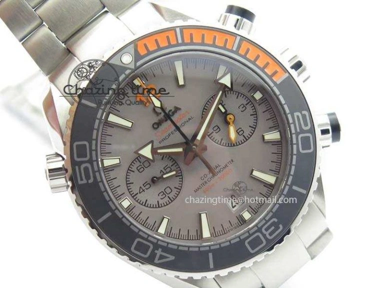 Planet Ocean Master Chronometer Chrono SS OM 1:1 Best Edition Gray Dial On SS Bracelet A9900