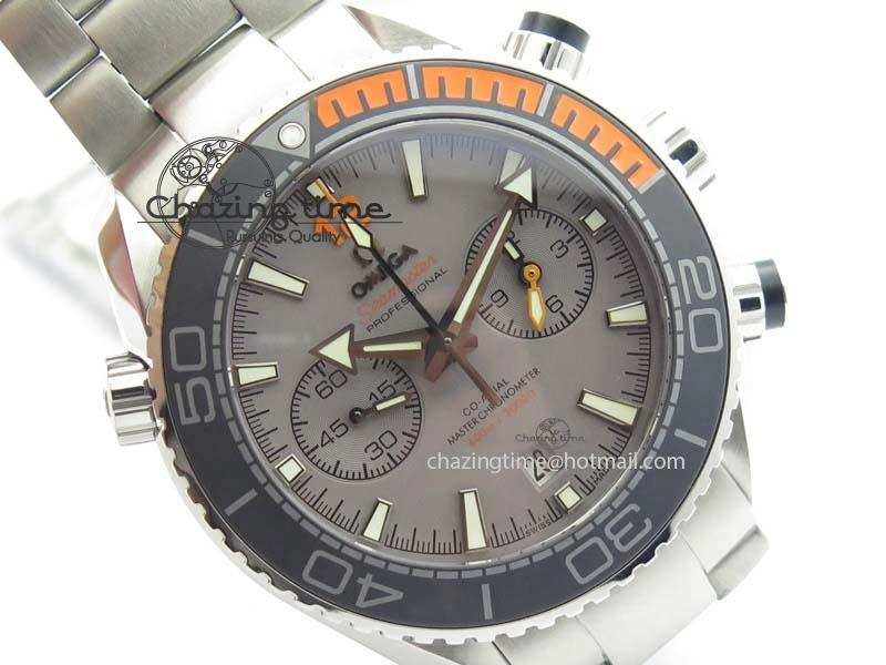 Planet Ocean Master Chronometer Chrono SS OM 1:1 Best Edition Gray Dial On SS Bracelet A9900