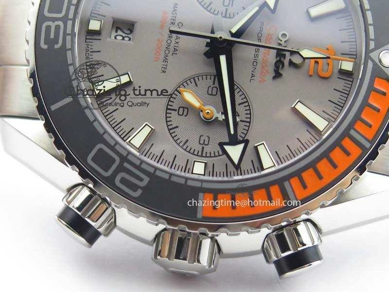 Planet Ocean Master Chronometer Chrono SS OM 1:1 Best Edition Gray Dial On SS Bracelet A9900