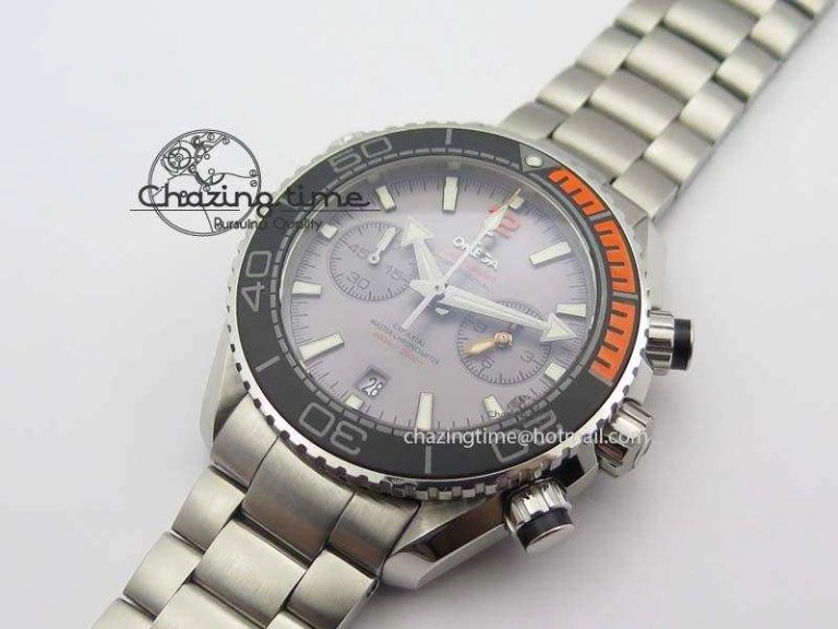 Planet Ocean Master Chronometer Chrono SS OM 1:1 Best Edition Gray Dial On SS Bracelet A9900