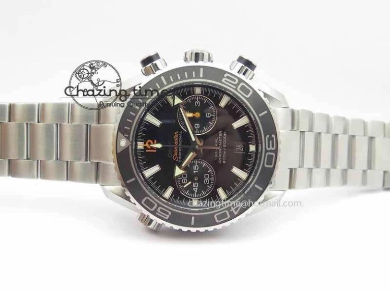 Planet Ocean Master Chronometer Chrono SS OM 1:1 Best Edition Orange 12 On SS Bracelet A9300