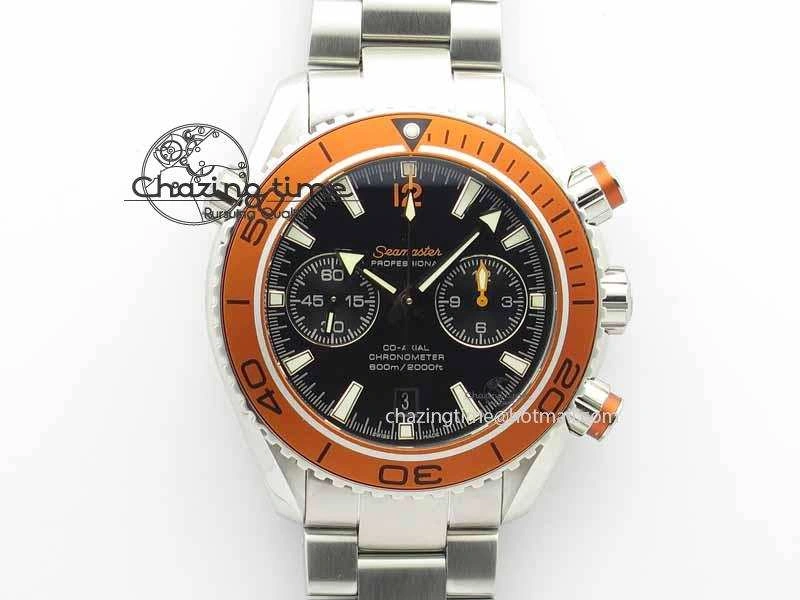Planet Ocean Master Chronometer Chrono SS OM 1:1 Best Edition Orange On SS Bracelet A9300
