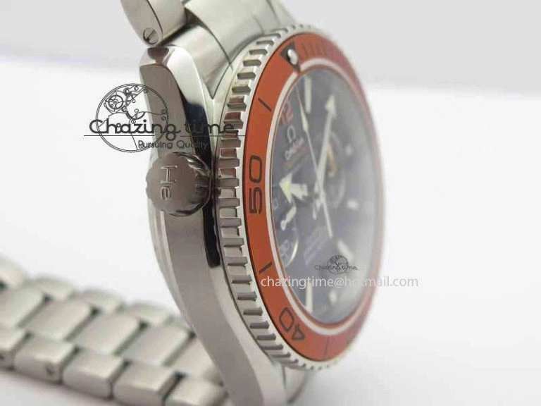 Planet Ocean Master Chronometer Chrono SS OM 1:1 Best Edition Orange On SS Bracelet A9300