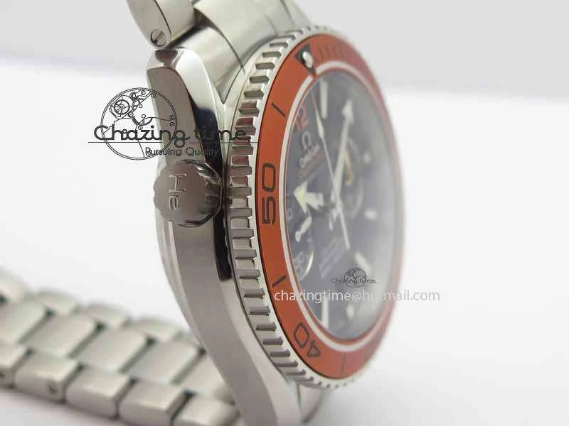 Planet Ocean Master Chronometer Chrono SS OM 1:1 Best Edition Orange On SS Bracelet A9300