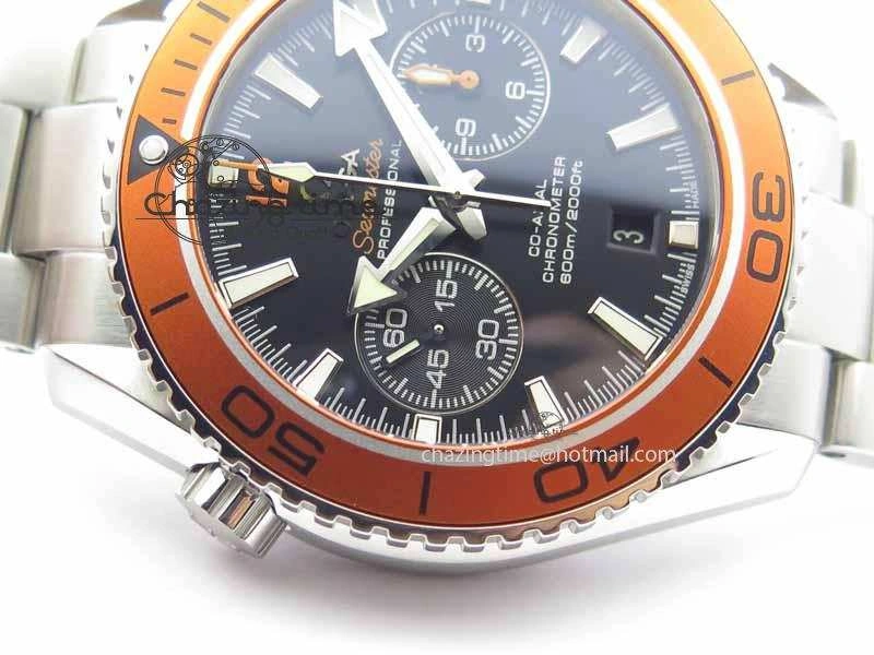 Planet Ocean Master Chronometer Chrono SS OM 1:1 Best Edition Orange On SS Bracelet A9300