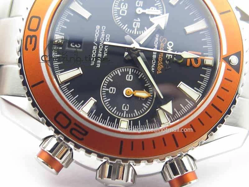 Planet Ocean Master Chronometer Chrono SS OM 1:1 Best Edition Orange On SS Bracelet A9300