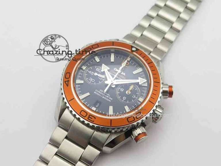 Planet Ocean Master Chronometer Chrono SS OM 1:1 Best Edition Orange On SS Bracelet A9300