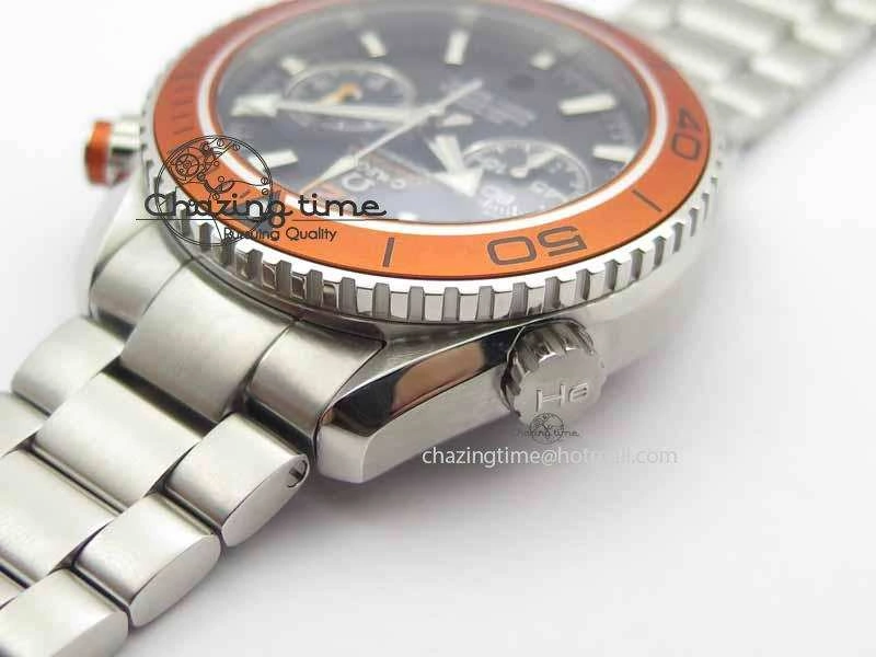 Planet Ocean Master Chronometer Chrono SS OM 1:1 Best Edition Orange On SS Bracelet A9300