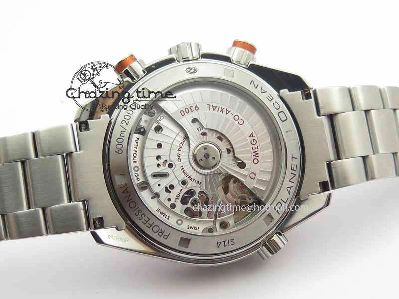 Planet Ocean Master Chronometer Chrono SS OM 1:1 Best Edition Orange On SS Bracelet A9300